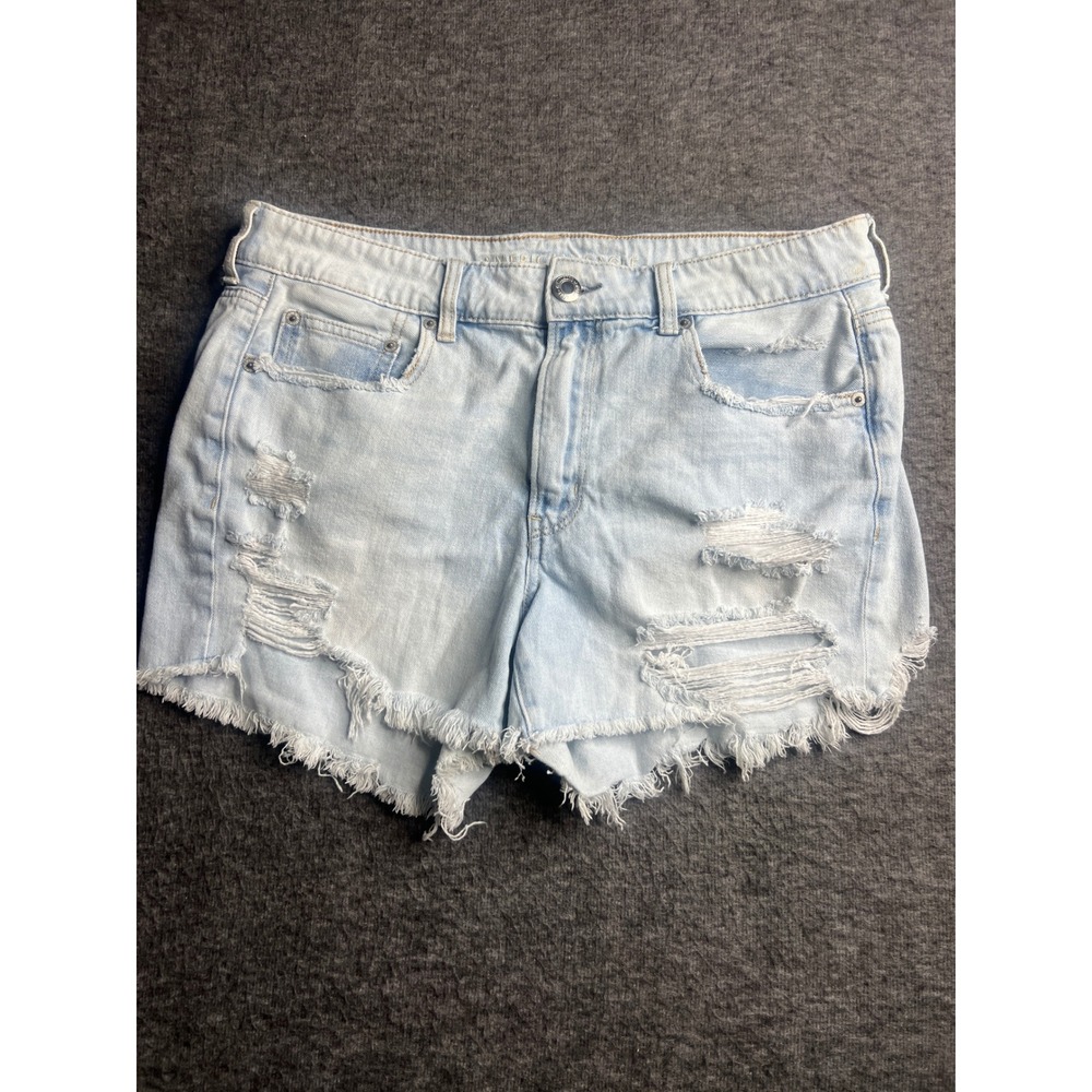 American Eagle Womens Distressed Denim Shorts Light Wash Ripped Frayed Size 12